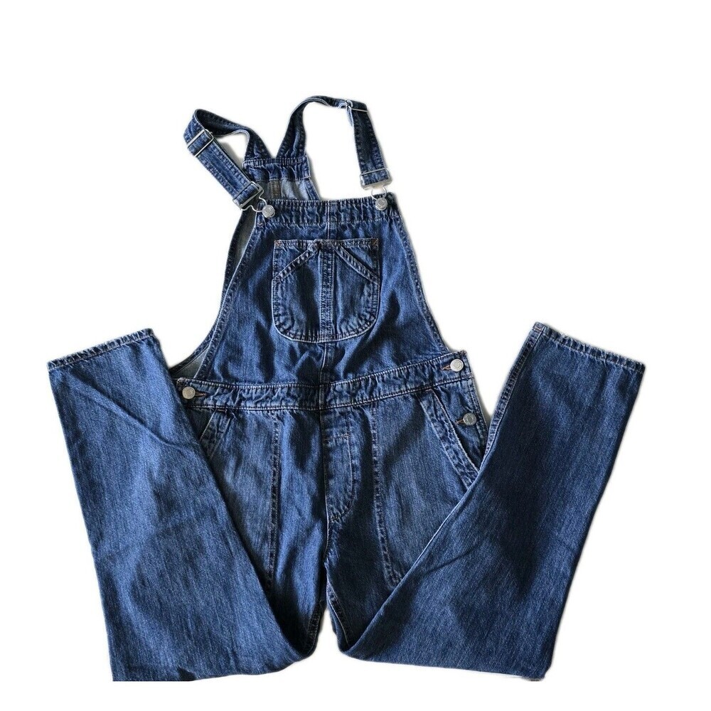Gap Womens Crop Slouch Over Denim Bib Overalls Medium Indigo XS